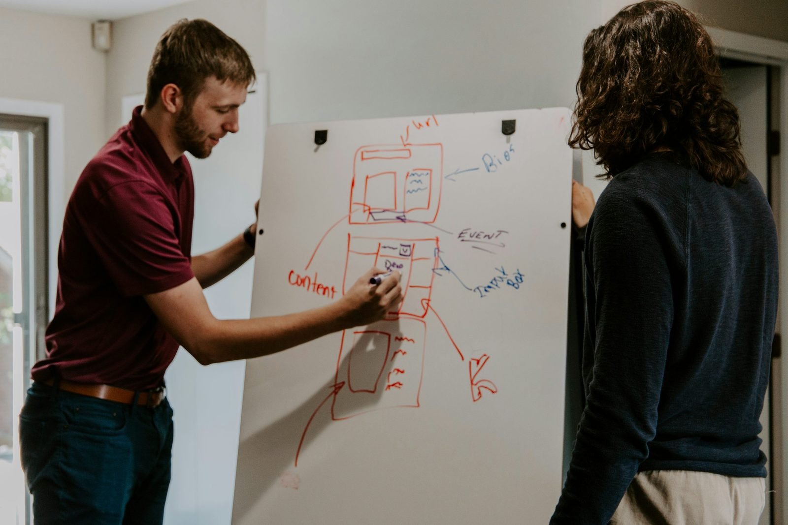 Consultant mapping an SEO strategy on a whiteboard